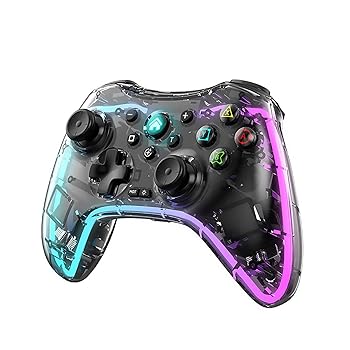【中古】クリアワイヤレスSwitch Proコントローラー、iOS、Android、Nintendo Switch、PS5、PS4、PS3、PC用ワイヤレスBluetoothゲームコントローラー、ジ