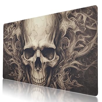 【中古】【未使用】丈夫なスカルデザインマウスパッド 35.5 x 16インチ 滑り止めベース 防水 長時間のゲームに快適