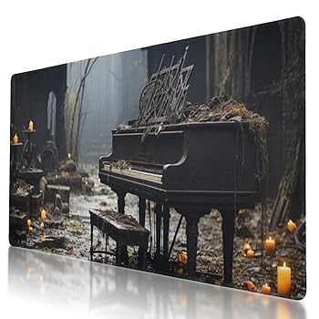 【中古】丈夫なピアノキーボードデザインマウスパッド 35.5 x 16インチ 滑り止めベース 防水 長時間のゲームに快適