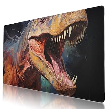 【中古】大きな印象派 恐竜の化石の解釈 マウスパッド 35.5 x 16インチ ほつれ防止ステッチ 滑り止めゴムベース ゲームやオフィスでの使用に最適|AJIMURA-SHOP