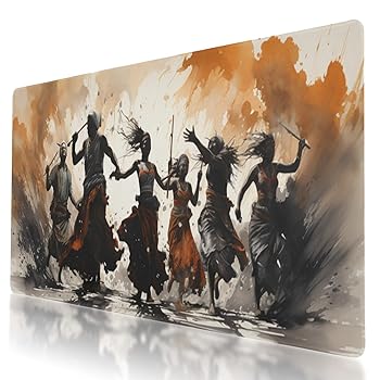 【中古】Lサイズ ゲーム用トライバルダンスデザインマウスパッド 35.5 x 16インチ 滑り止めベース 防水 ゲーマー/オフィス/自宅に最適|AJIMURA-SHOP
