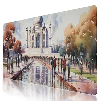【中古】【未使用】大きな印象派 水彩画 マウスパッド 35.5 x 16インチ ほつれ防止ステッチ 滑り止めゴムベース ゲームやオフィスでの使用に最適