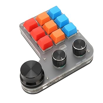 【中古】【未使用】プログラミングマクロキーパッド、多機能プログラマブルミニカスタムキーパッド9キー3ノブ家族向け