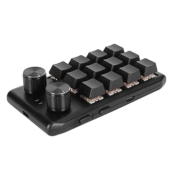 【中古】プログラミングマクロキーパッド、クイックレスポンス12キー2ノブプログラム可能なマクロカスタムキーパッドオフィス用 (有線USB)