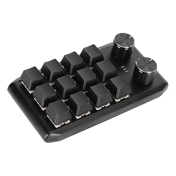 【中古】ミニゲーミングキーパッド、クイックレスポンス12キー2ノブゲーム用ミニカスタムキーパッドメカニカル (ワイヤレスBT(バッテリー内蔵))