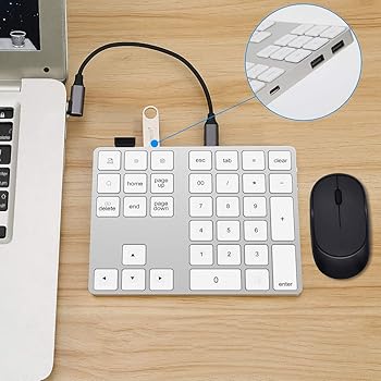【中古】【未使用】ミニテンキー、ワイヤレス Bluetooth テンキー34キー、無線 数字キーボード、人間工学設計 500万回高耐久、コンパクト 極薄型 、Type-C USB 3.0