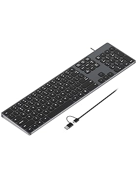 【中古】アルミニウムUSB有線キーボード テンキーパッド付き PC Windows 10/8 / 7 / Vista/XP用|AJIMURA-SHOP