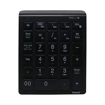 【中古】ミヨシ MCO テンキー ワイヤレス Bluetooth接続 5列 27キー Windows Mac iPadOS対応 3台まで接続できる マルチペアリング機能搭載 関数入力に便