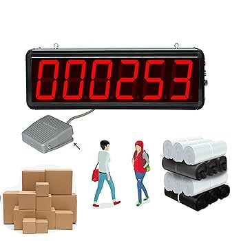 【中古】LED カウンタ米突、フットペダル付き添い人、赤いこと 6 デジタル LED タコメーター、最大限度 999999 までかぞえ上げる、工業プラント、精神的な統合伝達ルート、飛行場、駅、飼