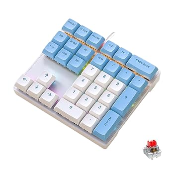 【中古】LINKEET メカニカルテンキーパッド 虹霓 うしろ側ともし火 スムースレッドスイッチ 有線 USB 携帯電話パッド 33手がかり NKRO テンキー XDA PBT キ