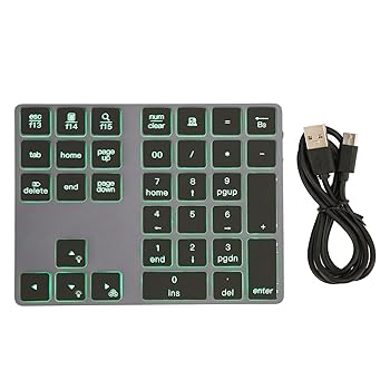 【中古】【未使用】ワイヤレス テンキーボード ミニ テンキーボード 超スリム アルミニウム合金 7色 バックライト 34キー テンキーパッド 外付けキーボード Windows