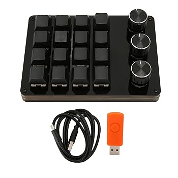 【中古】FLEXMAN ミニプログラマブルキーパッド 16 足懸かり 3 ノブブルースイッチマクロキーパッド USB 有線テレビ付き添い人多役立つことメカニカルホットスワップ能力のあるキ