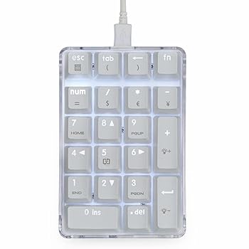 【中古】【未使用】テンキー テンキーボード PC向け メカニカル 青軸 USBテンキーパッド 有線 数字キーボード 21キー設置 バックライト付き持ち運び便利 人間工学