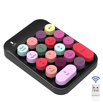 【中古】【未使用】ワイヤレステンキー 無線 ワイヤレスキーボード テンキー テンキーボード 数字キーボード 多機能ナンバーパッド カラフルでカワイイ パソコン PC