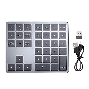 【中古】テンキー、PC ラップトップ タブレット用ワイヤレス デュアル モード充電式、35 キー、ワンクリック、2.4GHz および 3.0、5.0 による安定した接