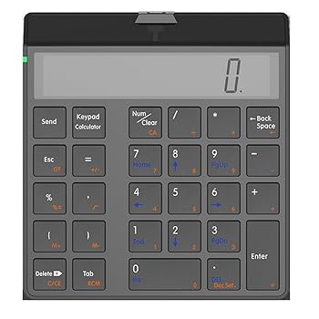 【中古】ワイヤレスBluetooth4.0テンキー、電卓機能付きの充電式19キーサイレントキーパッド、Windows/ios/Androidシステムコンピューター、スマートフォ