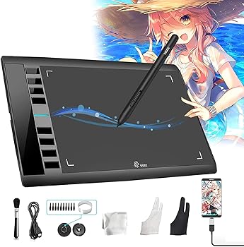 【中古】UGEE M708 V2 グラフィックス タブレット 10 x 6インチ デジタルタブレット 8192レベル圧力感知 バッテリーフリー ペン 8ホットキー ドローイン