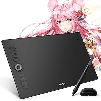 【中古】【未使用】Parblo A610 Pro 10X 6インチ グラフィック描画タブレット デジタルタブレット 傾き対応 8192 レベル バッテリーフリーペン 8つのエクスプレスキ