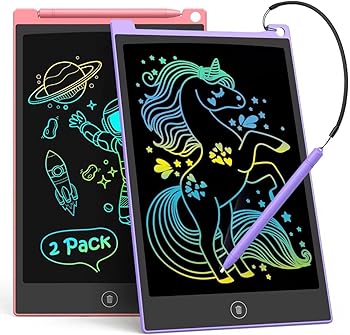 【中古】【未使用】TECJOE 2 Pack 10 Inch LCD Writing Tablet for Kids, Colorful Doodle Board, Electronic Drawing Tablet Drawing Pads for 3-6-Year-Old Kids