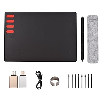 【中古】【未使用】ALXFFBNT505グラフィックス描画タブレット超軽量アート作成スケッチ、バッテリー不要のスタイラス8ペン先8192レベル圧力8ショートカットキーWind