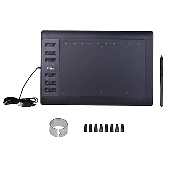 【中古】グラフィック描画タブレット、10x6インチプロフェッショナルグラフィック描画タブレット 8192レベルのエクスプレスキー12個 バッテリー不要のス