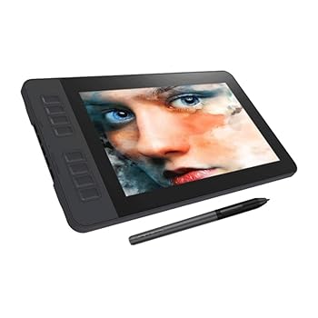 【中古】【未当て嵌める】固定ディスクグラフィクス絵を描くことディスプレイデジタルタブレットモニター、8つのショートカット手当たりと8192気泡管水準器のバッテリーフリーペン、黒いこと。