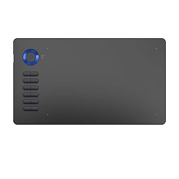 【中古】10x6 インチのグラフィックタブレットのデジタル描画タブレット 12 キーとスクロールホイール 8192 レベルのバッテリー不要ペン付き(Blue)