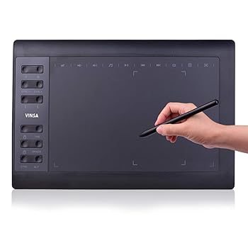 【中古】10x6インチプロフェッショナルグラフィックス描画タブレット8192レベルの12エクスプレスキーバッテリーフリースタイラス/30個のペン先/ペンクリ
