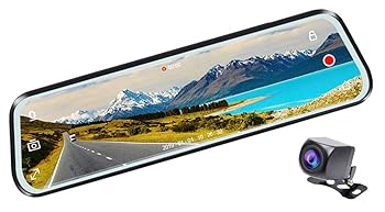 【中古】【未使用】lifepower 2.5D液晶画面 10インチフルスクリーンドライブレコーダー ルームミラー型 タッチパネル 前後録画 フルHD 1080P Gセンサー 安全運転 広