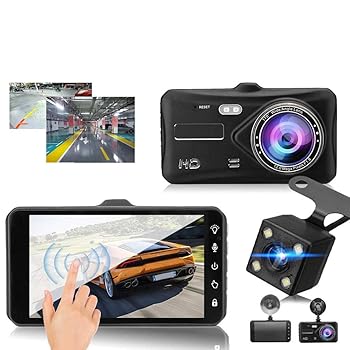【中古】【未使用】ドライブレコーダー タッチスクリーン4インチ1080P HD車デュアルレンズフロント+リアドライビングレコーダーDVR 操作簡単 高速起動 (色 : Black,