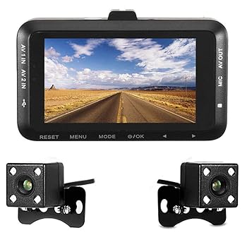 【中古】ドライブレコーダー 3.0インチ1080PデュアルレンズカメラオートバイDVRレコーダーナイトビジョンカメラ 操作簡単 高速起動 (色 : Black, Size :