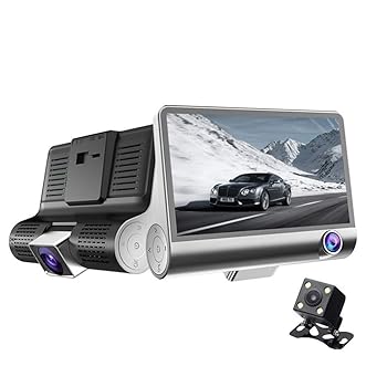 【中古】【未使用】ドライブレコーダー 1080Pスクリーン車DVR 3レンズ駆動レコーダーのリアビューGセンサー4.3インチ 操作簡単 高速起動 (色 : Silver, Size : One