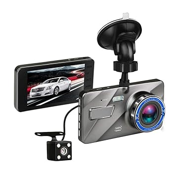 【中古】【未使用】ドライブレコーダー フロントとリアの4インチHD 1080Pデュアルレンズカメラナイトビジョン170度車DVRのビデオドライビングレコーダー 操作簡単