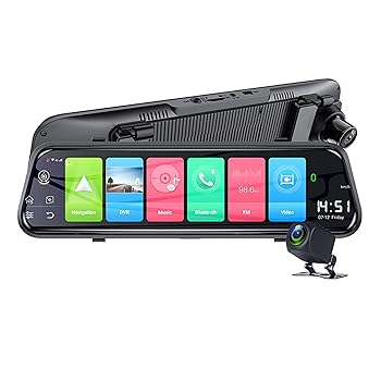 【中古】1080Pスマートミラードライブレコーダー、9.66インチフルタッチスクリーン、前面および背面デュアルレンズ、4G / WiFi、Bluetooth、画像反転、内