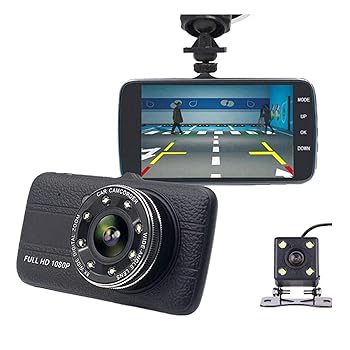 【中古】【未使用】ドライブレコーダー、フロントとリアのデュアルレンズ、4インチドライビングレコーダー、フルHD 1080P、170&deg;広角、ナイトビジョン、Gセンサー、｜AJIMURA-SHOP