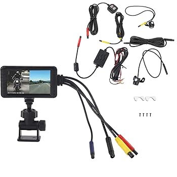 【中古】オートバイダッシュカム、オートバイビデオドライビングレコーダーカメラ1080Pフロントリアデュアルレンズナイトビジョン防水リアビュースポーツ
