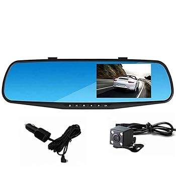 【中古】ドライブレコーダー 車DVR 4.3インチカメラFULL HD 1080P自動カメラ背面図のディスタービューミラーDVRとカメラレコーダー (色 : Black, Size :｜AJIMURA-SHOP
