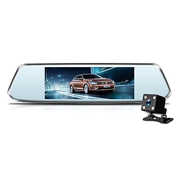 【中古】ドライブレコーダー 5インチの大画面の高精細な夜間の視界のバックミラー運転レコーダーデュアルレンズ (色 : Black, Size : One size) 26,664円