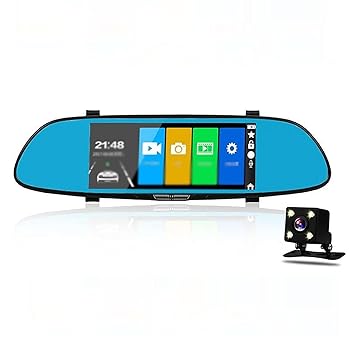 【中古】【未使用】ドライブレコーダー 7インチ IPS HD タッチスクリーンデュアルレンズドライビングレコーダーバックミラーレコーダー (色 : Black, Size : One si