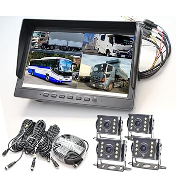 【中古】１０インチ大画面 ４画面分割 同時録画可能 大型車専用ドライブレコーダー トラック、バスやキャンピングカーにも タイムラプス 駐車監視 循環録