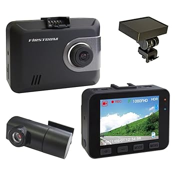 【中古】【未使用】F.R.C. エフ・アール・シー FIRSTCOM 日本製 前・後方2カメラ Full HDドライブレコーダー FC-DR225W PLUS (W) GPS搭載・STARVIS/HDR 搭載・200万