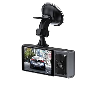 【中古】【未使用】ダッシュカム、1080P車用3レンズダッシュカムドライブレコーダーフロント/リア/インサイドビデオレコーダーカメラ、ナイトビジョンパーキングカ