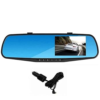【中古】ドライブレコーダー 車DVR 4.3インチカメラFULL HD 1080P自動カメラ背面図のディスタービューミラーDVRとカメラレコーダー 取り付けが簡単 (色 :