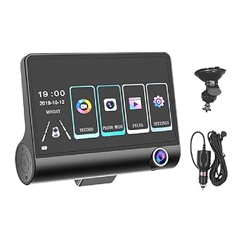【中古】車載 DVR 3 カメラフルハイビジョン 1080P ビデオレコーダー自動登録 LCD スクリーンリアビューカメラループ録画ビデオレコーダーカメラ監視デジ