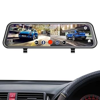 【中古】ミラードライブレコーダーフロントとリア,10 インチ ミラー ダッシュ カム 1080p | 動体検知、ナイトビジョン、カーアクセサリー、広角、ループ