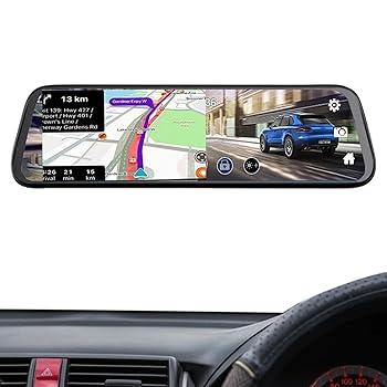 【中古】【未使用】ミラードライブレコーダーフロントとリア, 10 インチ 1080p 広角ナイトビジョン付きリアミラーカメラ, フロントとリアのミラーダッシュカム、車