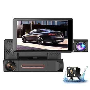 【中古】Daconovo 1080P DVR ダッシュカメラ 3 レンズフロント & インサイド & リアカメラ ドライブレコーダー 4 インチスクリーン ダッシュカム サポー