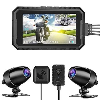 【中古】【未使用】3インチバイクドライブレコーダー、デュアル1080P防水レンズ、150°広角、WiFi、GPS、手動ロック、ストレージ拡張最大128GB