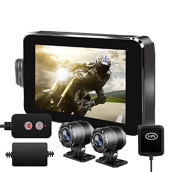【中古】【未使用】4.0インチバイクドライブレコーダー、デュアル1080Pカメラ、140°広角、WiFi、GPS、Gセンサー、ループ録画、有線制御、最大256GB