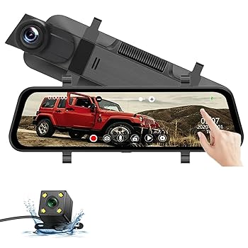 【中古】ドライブレコーダー 24H ダッシュカム 10 インチ車 DVR リアカメラフル HD 1080P ドライブビデオレコーダー登録者自動バックミラーデュアルダッ｜AJIMURA-SHOP